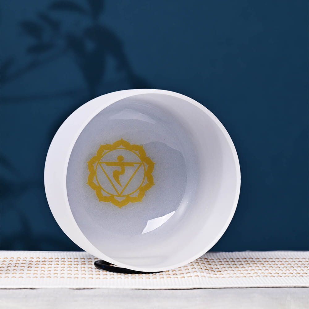 E Note Solar Plexus Chakra Symbol Crystal Singing Bowl - chalice bowl - On sale