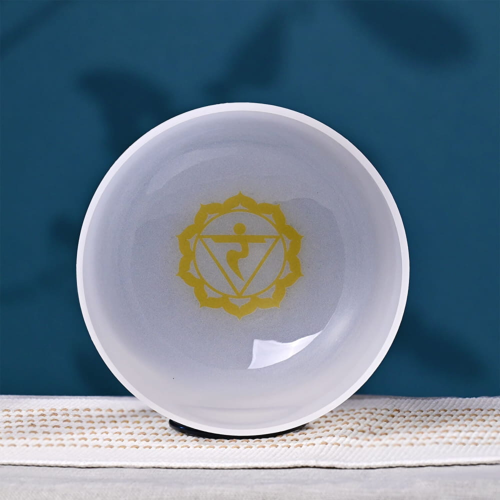 E Note Solar Plexus Chakra Symbol Crystal Singing Bowl - chalice bowl - On sale