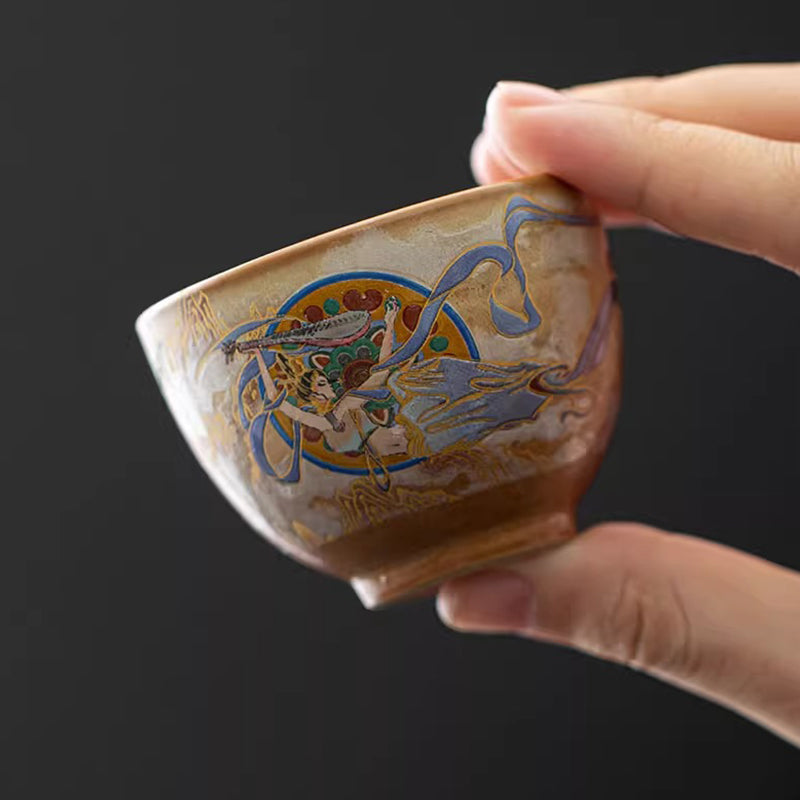 Dunhuang Flying Apsaras Ceramic Gaiwan Tea Cup 150ml