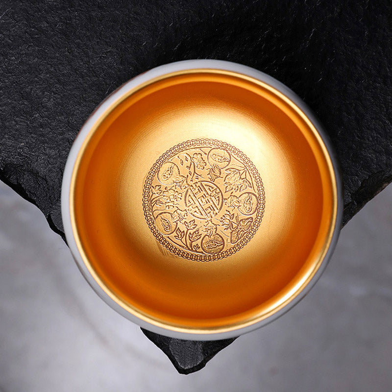 Gilt Gourd Dragon Porcelain Teacup 160ml Spiritual Tea Cup