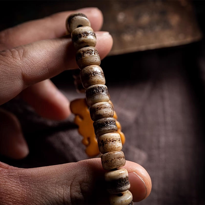 Unisex 108 Bead Tibetan Yak Bone Strength Bracelet