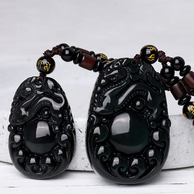 Rainbow Obsidian PiXiu Necklace 43mm Unisex Protection