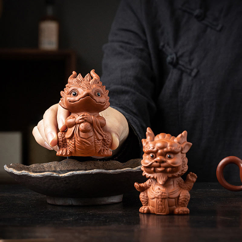 Purple Clay Luck Dragon Tea Pet Figurine | Spiritual Statue