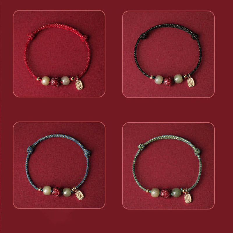 14K Gold Plated Hetian Jade Lotus Luck Bracelet