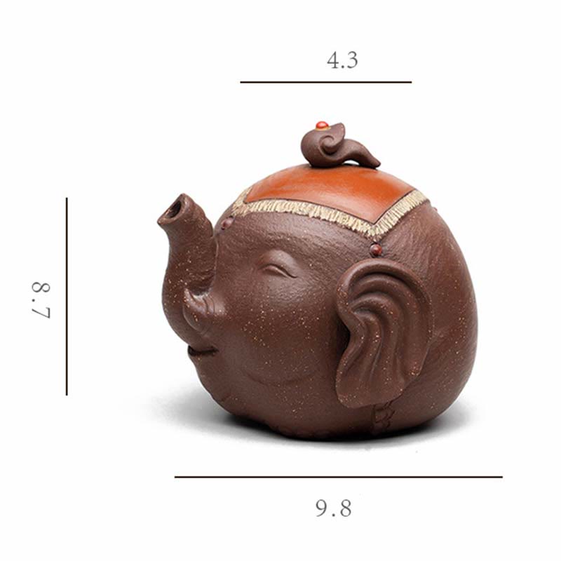 Purple Clay Ceramic Elephant Teapot 220ml Zen Decor