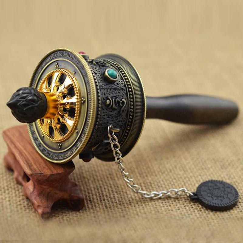 Zinc Alloy Tibetan Prayer Wheel Spiritual Decoration 5cm