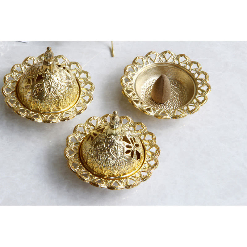 Gold Mini Tibetan Incense Burner for Meditation and Serenity