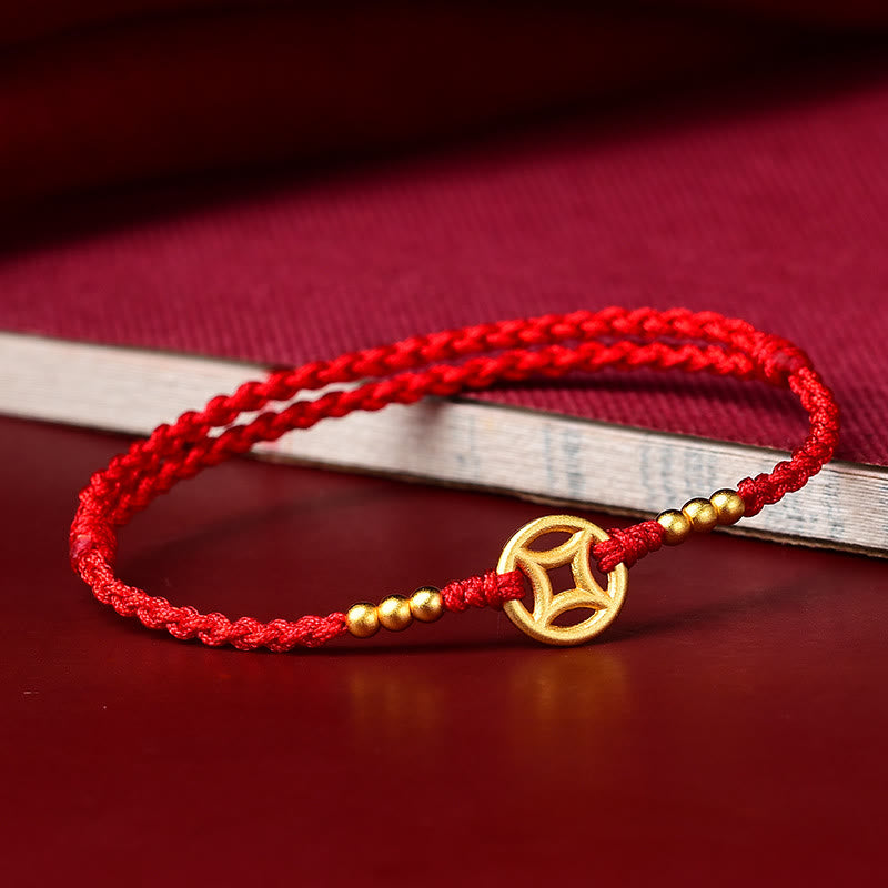 Red String Bracelet for Strength & Protection | Braided Copper Coin