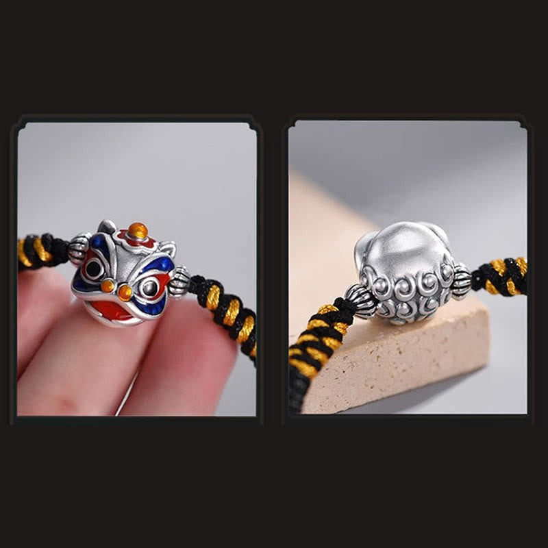 Handmade Dancing Lion Red String Bracelet for Protection