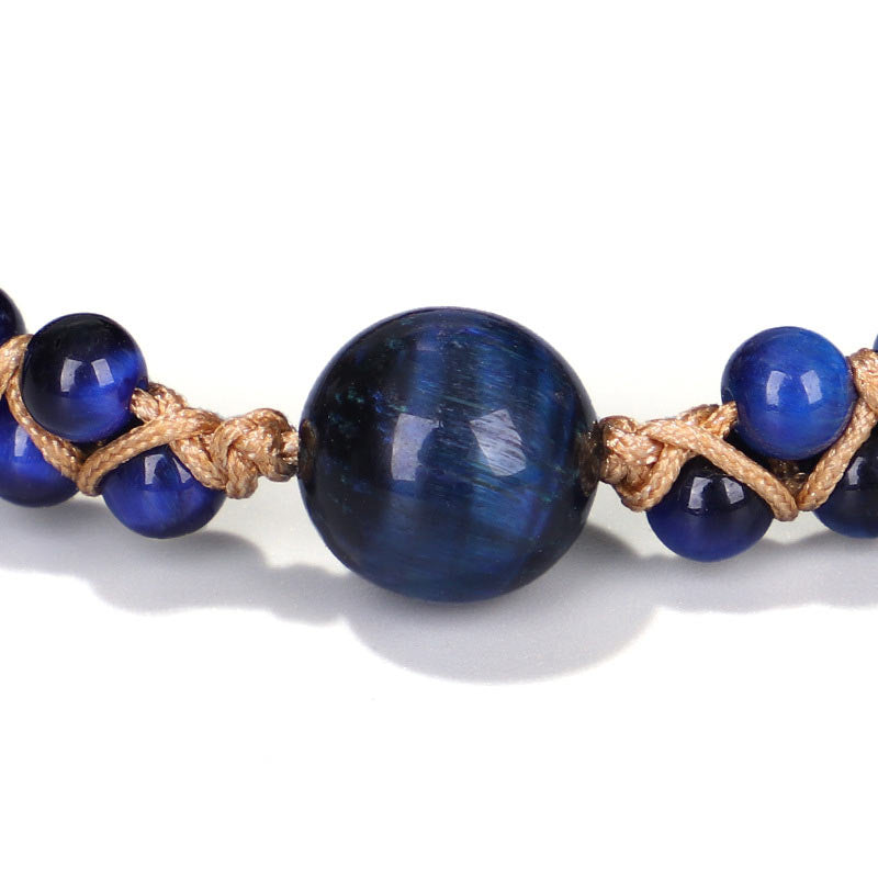 4mm Blue Tiger Eye and Amethyst Protection Bracelet