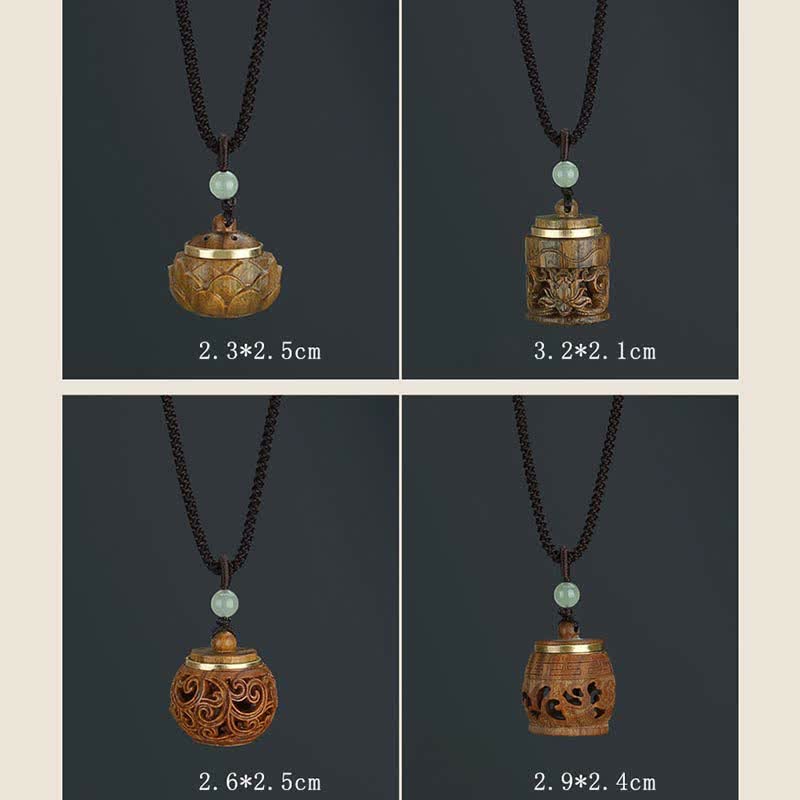 Om Mani Padme Hum Green Sandalwood Necklace for Soothing Peace