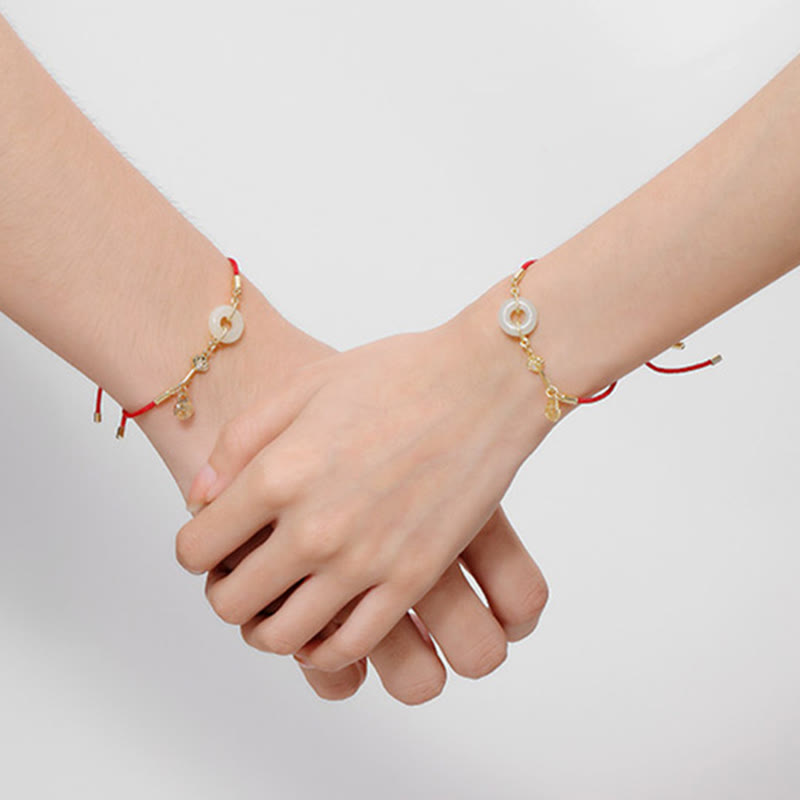 Hetian Jade 18K Gold Peace Buckle Luck Bracelet Classic