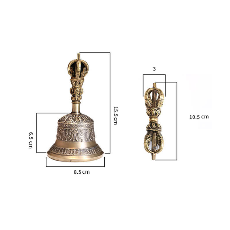 Copper Tibetan Bell and Vajra Meditation Set - Small