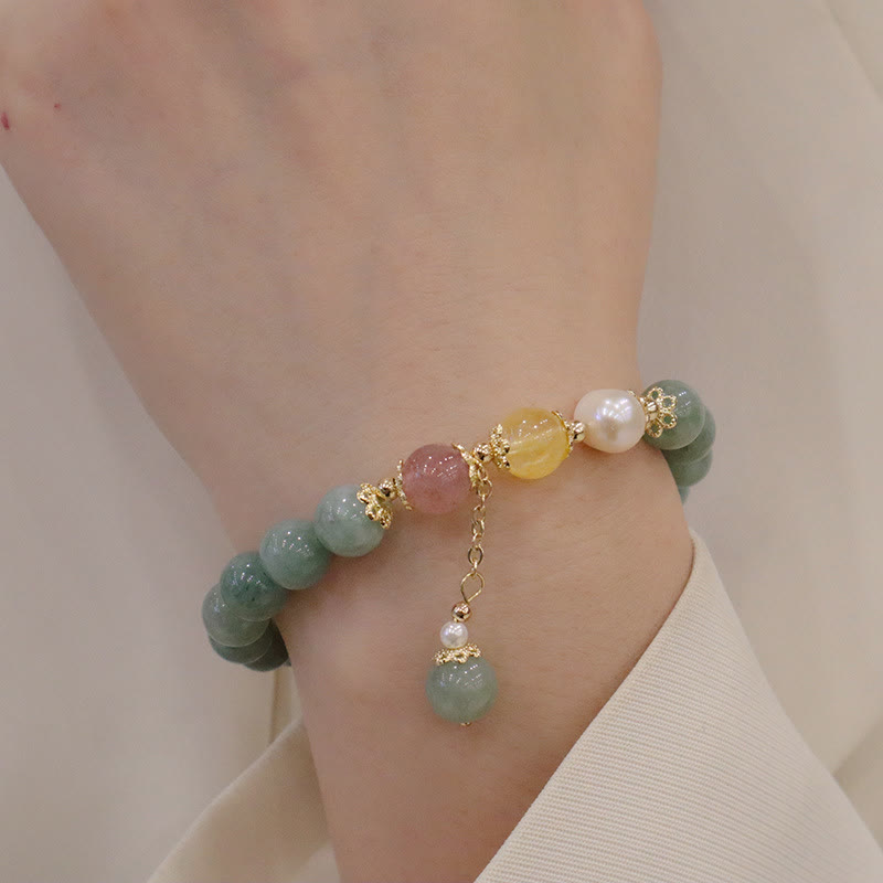 Jade Prosperity Abundance Bead Bracelet for Luck