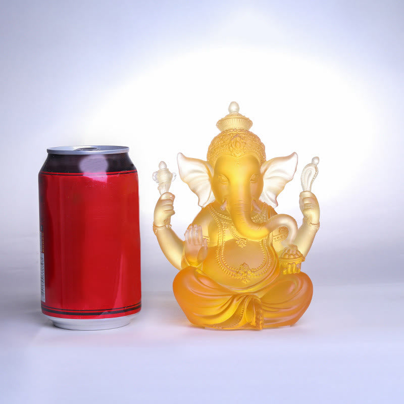 Handmade Liuli Crystal Ganesh Statue 11.5cm Protection Art
