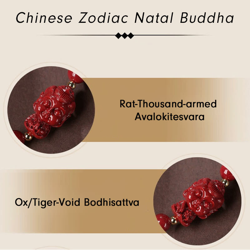 Chinese Zodiac Cinnabar Amulet Blessing String Bracelet