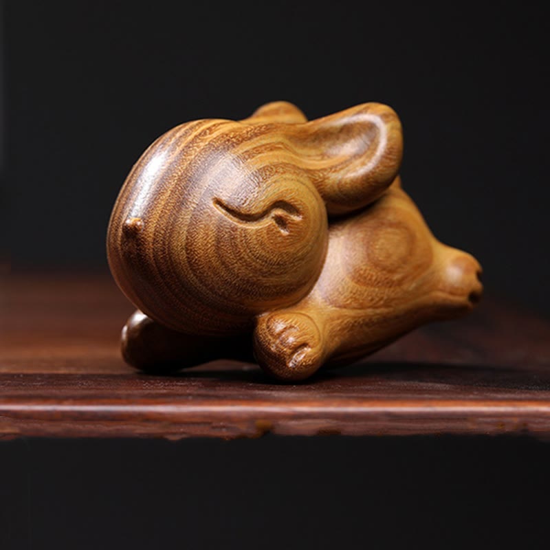 Small Green Sandalwood Rabbit Decoration for Peaceful Home
