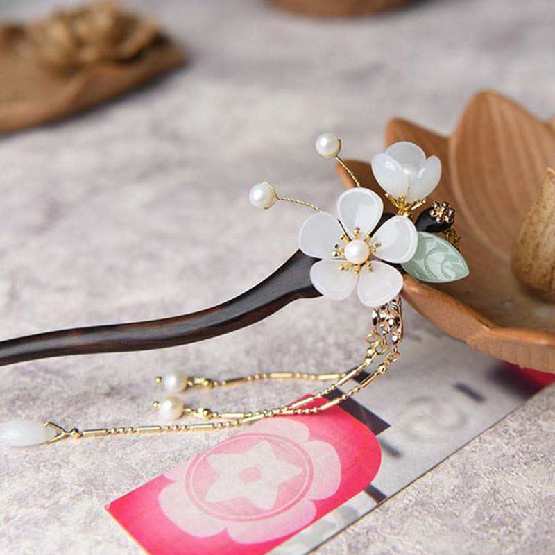 Ebony Protection Hairpin | Chinese Flower Blessing Decoration