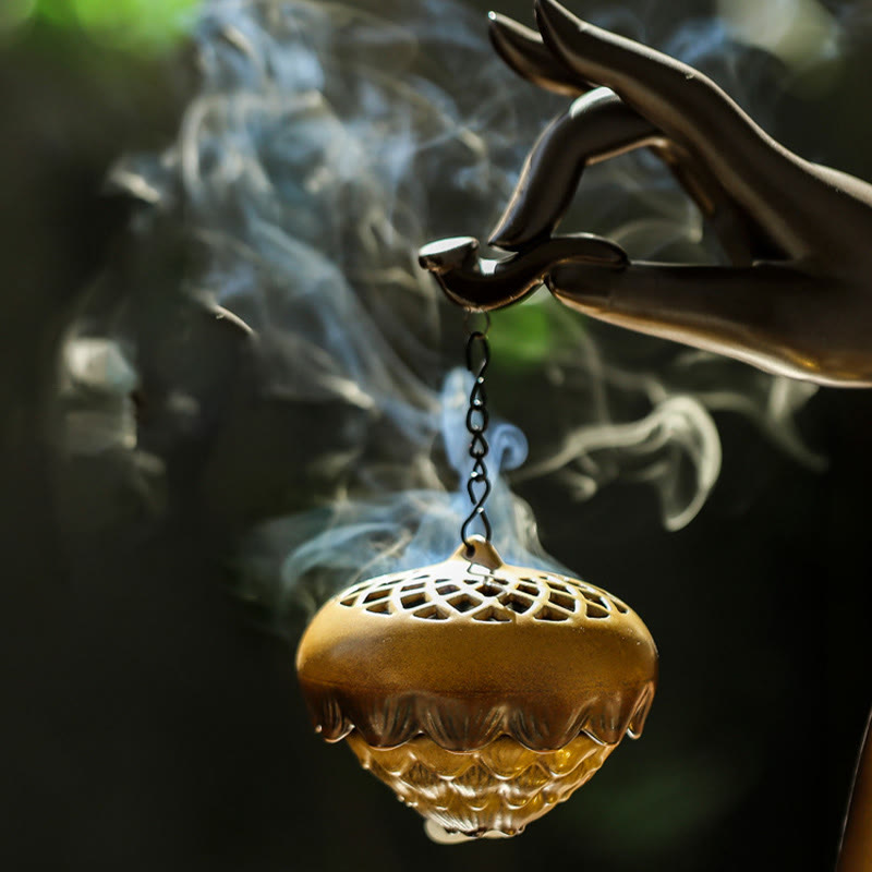 LED Buddha Hand Backflow Smoke Fountain Ceramic Incense Burner