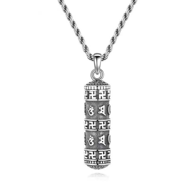 Om Mani Padme Hum Swastika Twisted Chain Wisdom Necklace