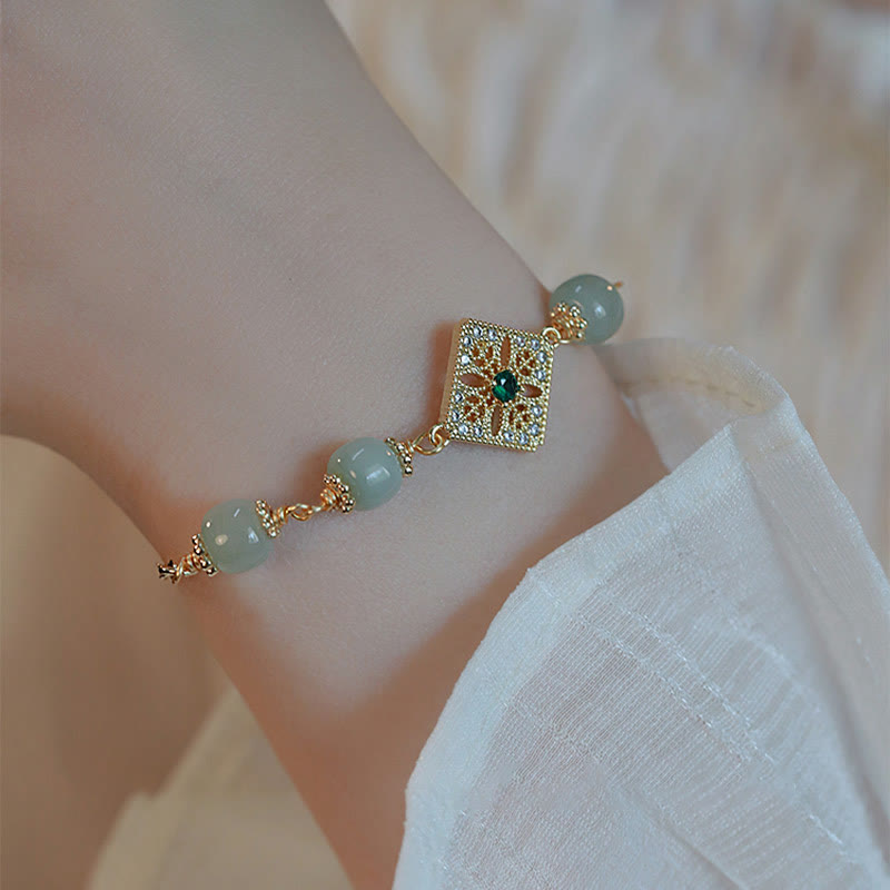 Natural Hetian Jade Prosperity Bracelet 14-15cm