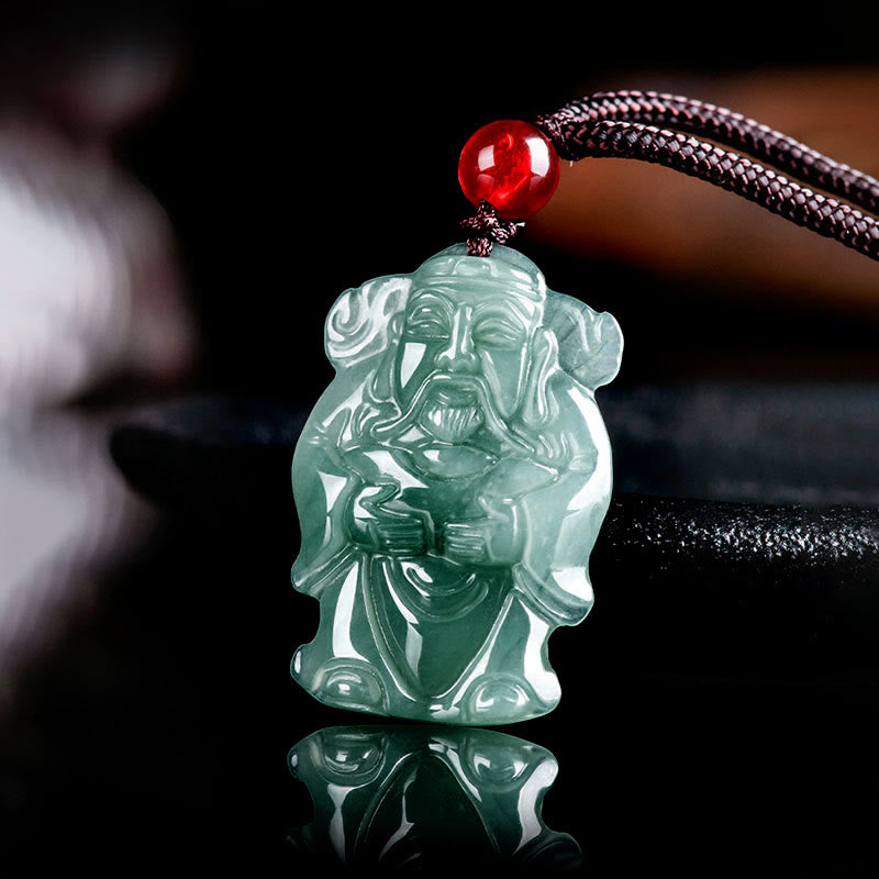 Natural Green Jade Caishen Ingot Necklace for Abundance