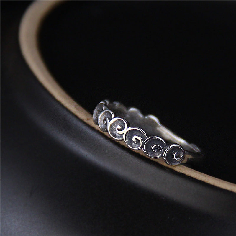 925 Sterling Silver Auspicious Clouds Spiritual Protection Ring