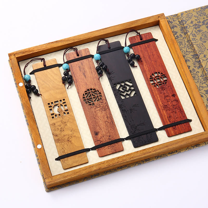 Wooden Four Seasons Bookmarks Set | Zen Decor Gift