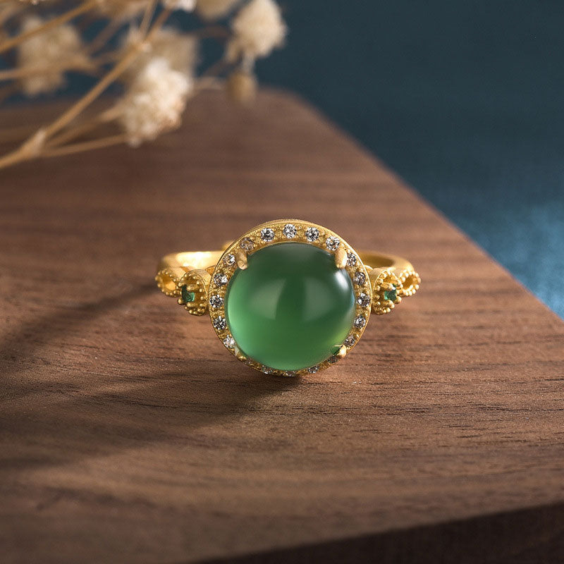 10mm Green Jade Fortune Ring | Unisex Jade Ring
