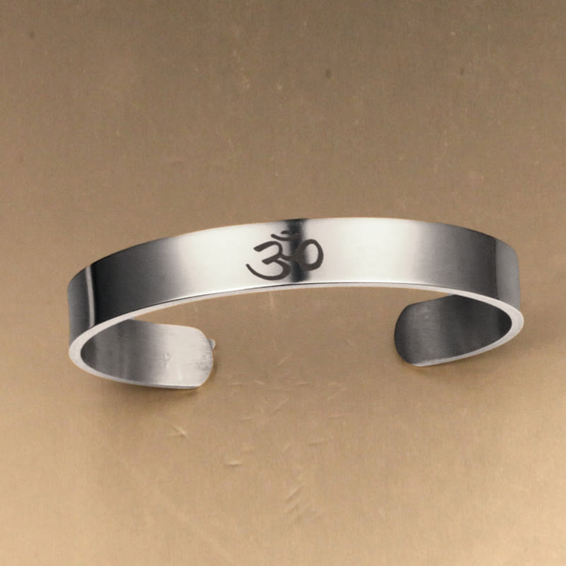 Titanium Steel OM Symbol Mindfulness Cuff Bracelet