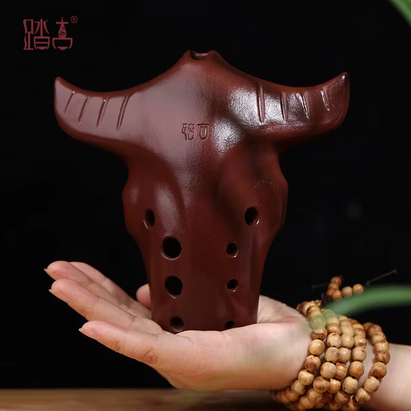 10 Holes Bull Head Xun G F Tone Handmade Professional Ceramic Ocarina Flute Beginner Adult Xun Rare Musical Instruments Gifts