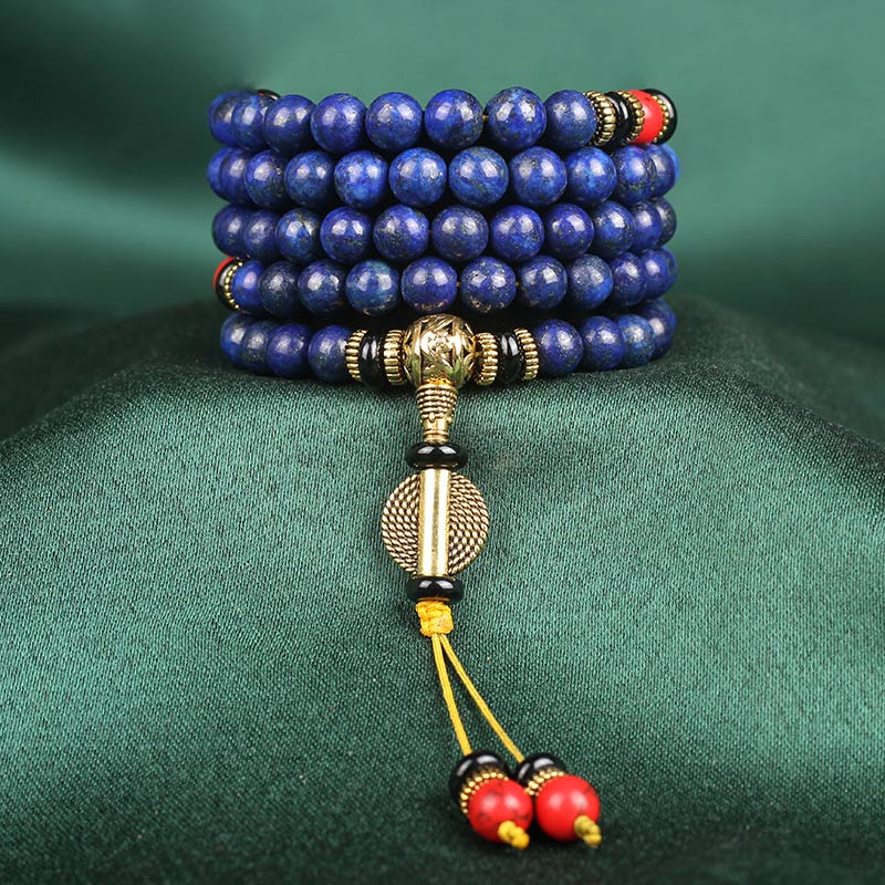 108 Beads Lapis Lazuli Positive Tibetan Mala Bracelet