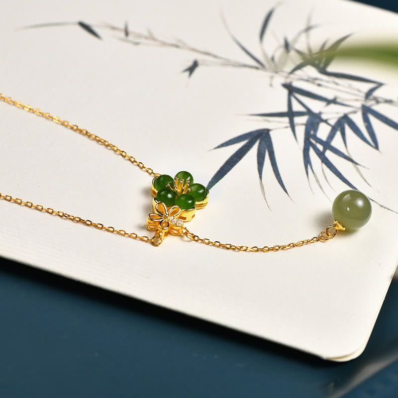 Hetian Cyan Jade Luck Necklace in 925 Silver | Healing Sounds
