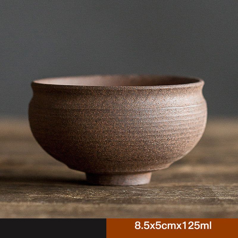 Handcrafted Retro Brown Ceramic Zen Teacup for Mindful Tea Rituals