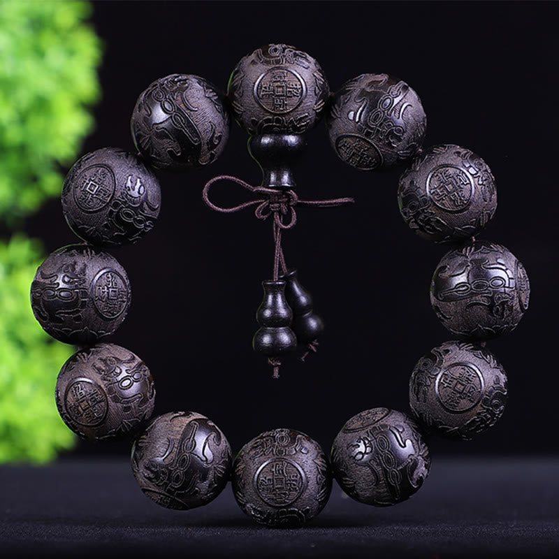 Rosewood Chinese Zodiac Bracelet | 12 Zodiac Beads Warmth