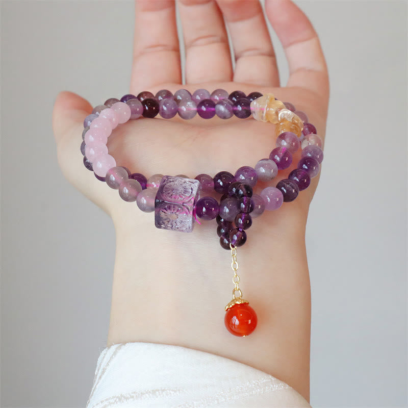 Amethyst Citrine Double Wrap Bracelet for Positive Transformation
