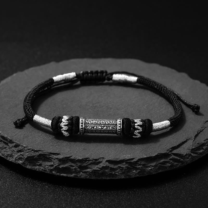 Om Mani Padme Hum 925 Silver Braided Rope Bracelet