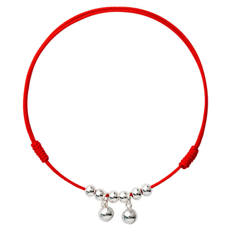 925 Sterling Silver Red String Bell Charm Spiritual Anklet