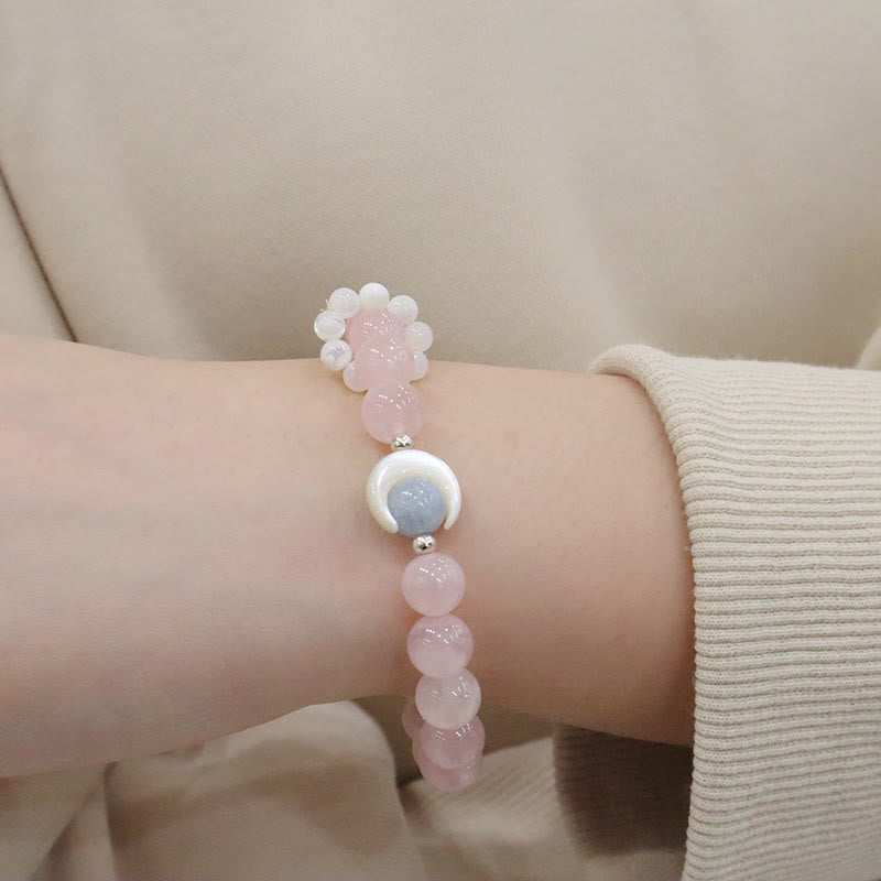 925 Sterling Silver Amethyst Crescent Moon Healing Bracelet