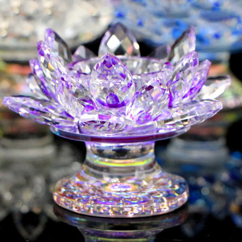 Lotus Flower Crystal Candle Holder | Spiritual Home Accent