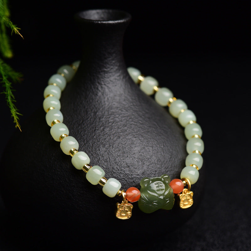 Jade Chinese Zodiac Tiger Bracelet for Abundance & Luck