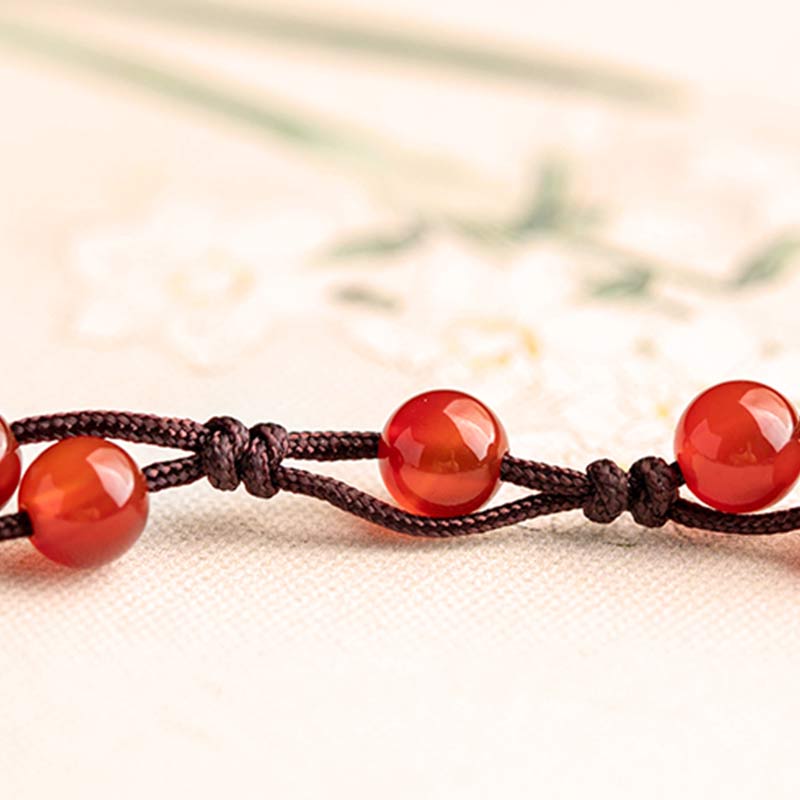 Calming Red Agate Moss Agate Cinnabar Bracelet