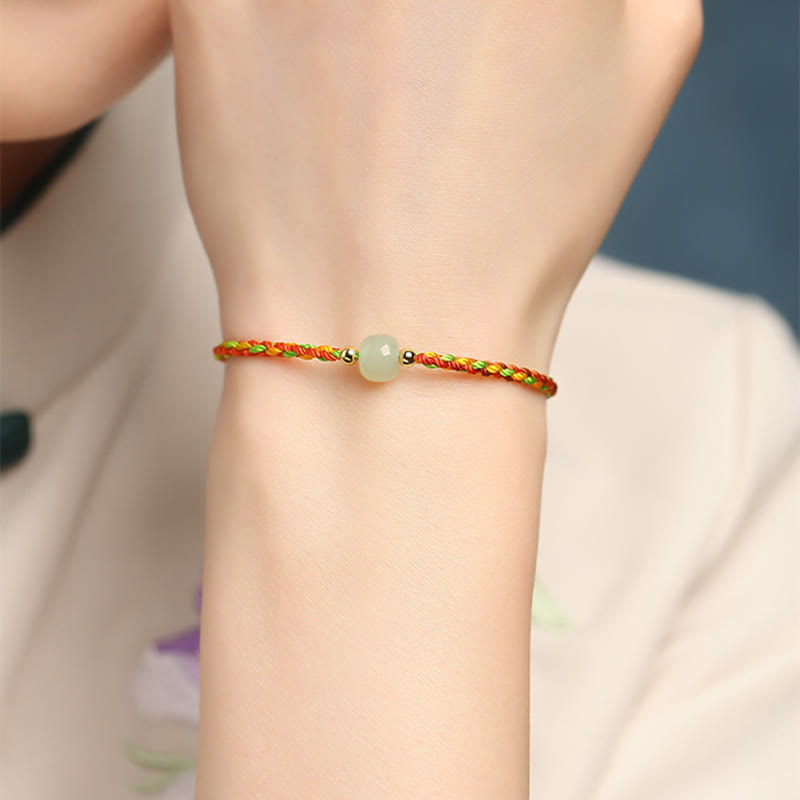 Colorful Rope Jade Bracelet for Abundance and Luck 5x6mm Beads