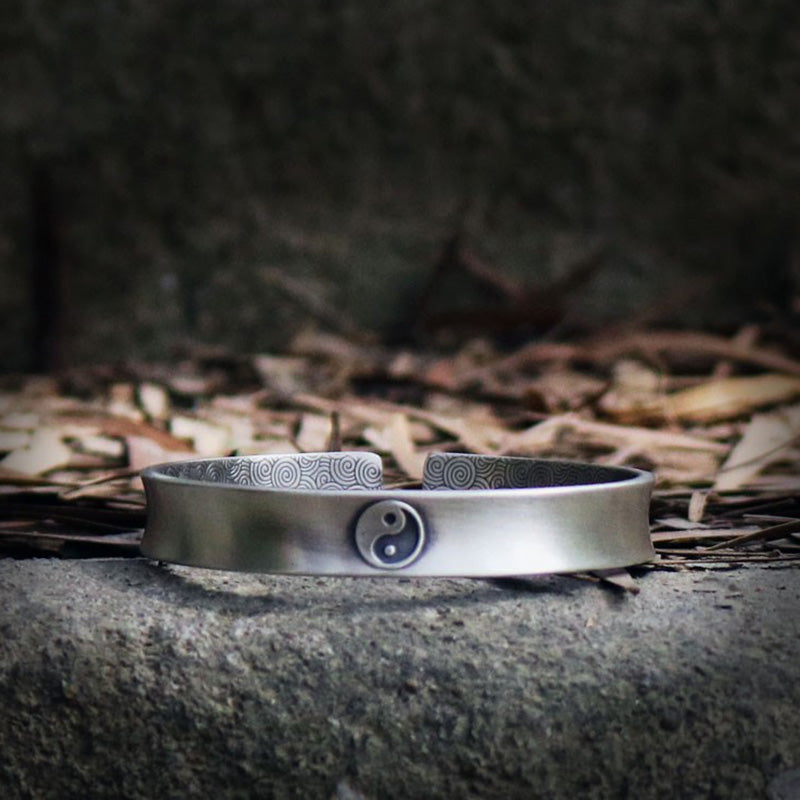 999 Sterling Silver Yin Yang Auspicious Clouds Bracelet