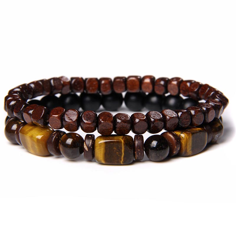 6mm Tiger Eye Frosted Hematite Courage Bracelet