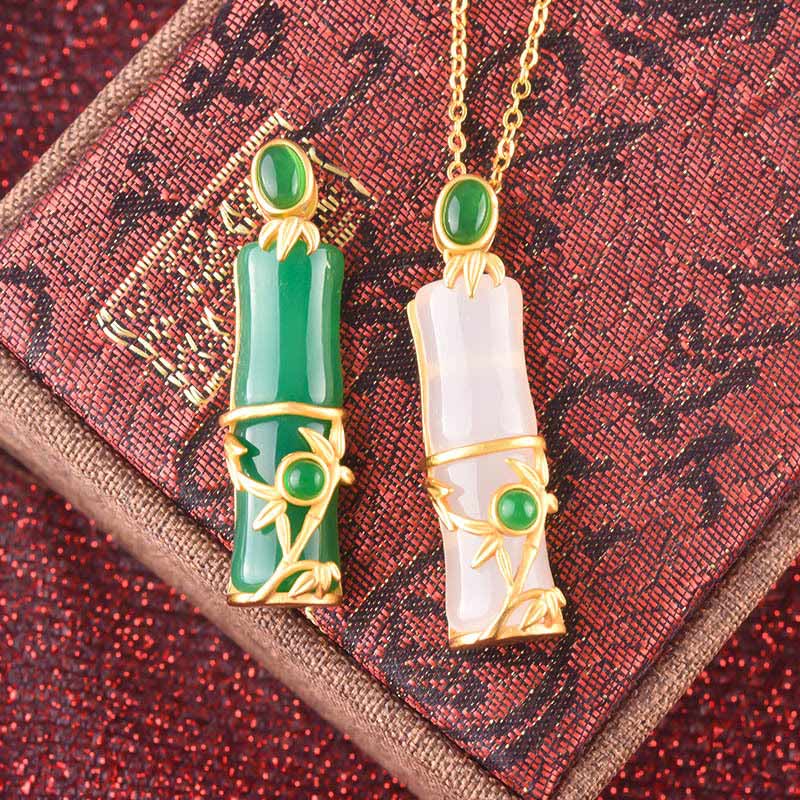 Unisex White Jade Cyan Jade Protection Necklace