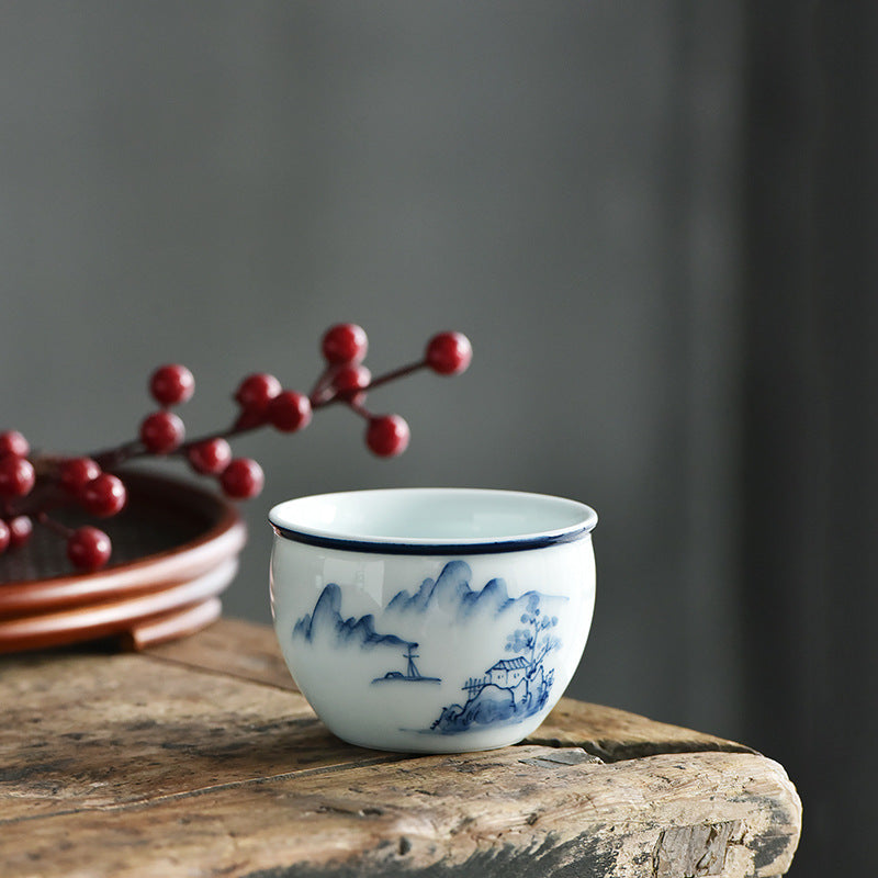 Ceramic Zen Meditation Teacup 130ml Koi Fish Lotus