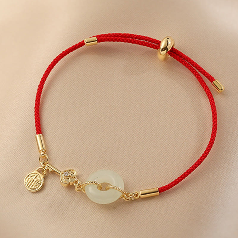 Hetian Jade 18K Gold Peace Buckle Luck Bracelet Classic