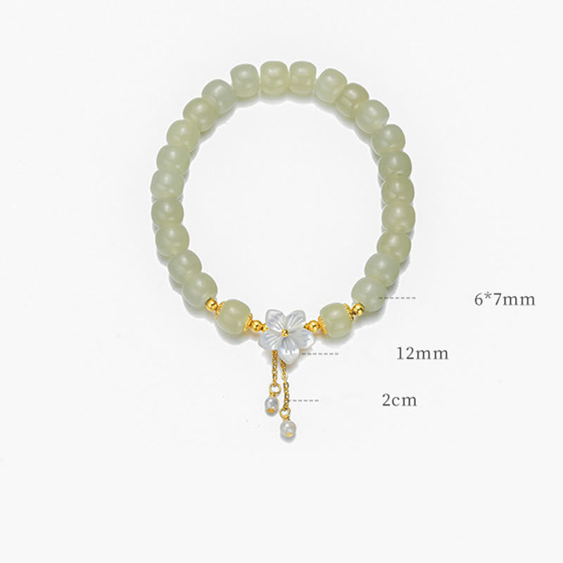 14-16cm Hetian Jade Luck Flower Bracelet