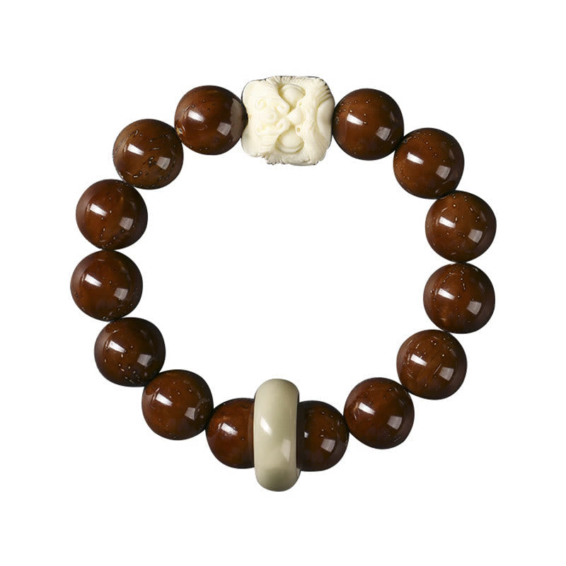 Purple Bodhi Seed Dancing Lion Spiritual Bracelet 15-17cm